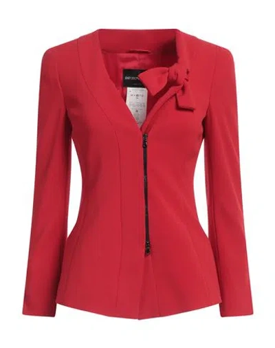 Emporio Armani Woman Blazer Red Size 6 Acetate, Wool, Viscose, Polyamide, Elastane