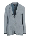 Emporio Armani Woman Blazer Slate Blue Size 12 Cotton In Blue