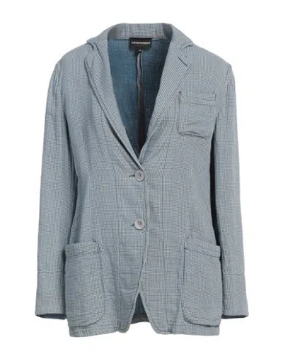 Emporio Armani Woman Blazer Slate Blue Size 12 Cotton
