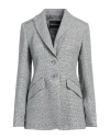 Emporio Armani Woman Blazer Slate Blue Size 14 Linen, Polyester In Blue