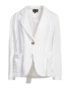 EMPORIO ARMANI EMPORIO ARMANI WOMAN BLAZER WHITE SIZE 10 VISCOSE, LINEN