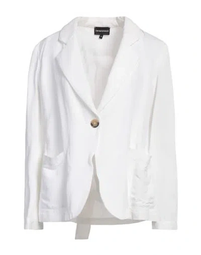 Emporio Armani Woman Blazer White Size 10 Viscose, Linen