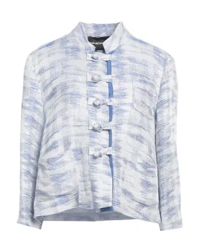 Emporio Armani Woman Blazer White Size 16 Linen, Viscose, Silk, Polyamide