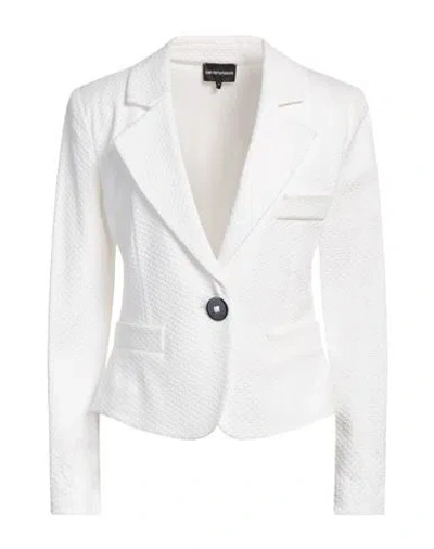 Emporio Armani Woman Blazer White Size 12 Viscose, Polyamide, Elastane, Polyester