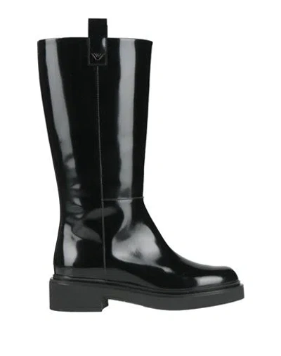 Emporio Armani Woman Boot Black Size 7.5 Calfskin