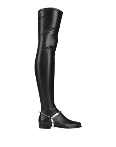 Emporio Armani Woman Boot Black Size 7.5 Leather, Textile Fibers
