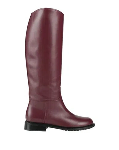 Emporio Armani Woman Boot Burgundy Size 7.5 Calfskin