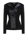 Emporio Armani Woman Cardigan Black Size 16 Virgin Wool, Viscose, Cotton, Polyester In Black