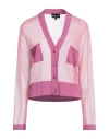 Emporio Armani Woman Cardigan Fuchsia Size L Viscose, Polyester, Polyamide In Pink