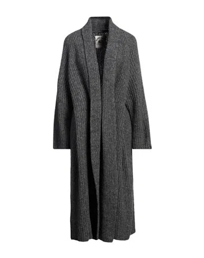 Emporio Armani Woman Cardigan Lead Size 6 Virgin Wool, Polyamide In Grey