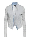 EMPORIO ARMANI EMPORIO ARMANI WOMAN CARDIGAN LIGHT GREY SIZE 8 COTTON, STEEL