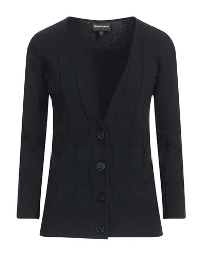 Emporio Armani Woman Cardigan Navy Size 2 Viscose, Polyester In Blue