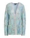 Emporio Armani Woman Cardigan Turquoise Size 10 Viscose, Polyester, Polyamide