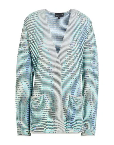 Emporio Armani Woman Cardigan Turquoise Size 10 Viscose, Polyester, Polyamide