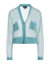 Emporio Armani Woman Cardigan Turquoise Size L Viscose, Polyester, Polyamide In Blue