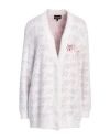 Emporio Armani Oversized Cardigan In A Jacquard Pattern Plush Effect Fabric In White