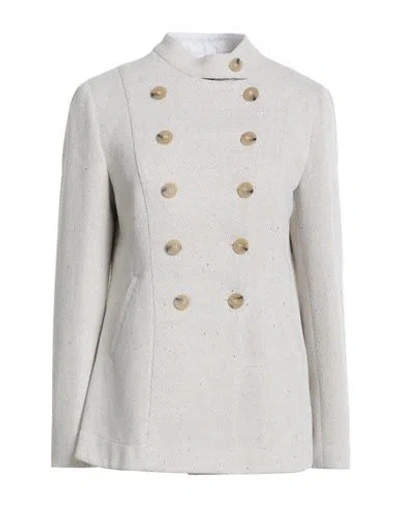 Emporio Armani Woman Denim Outerwear Beige Size 12 Cotton, Virgin Wool In White