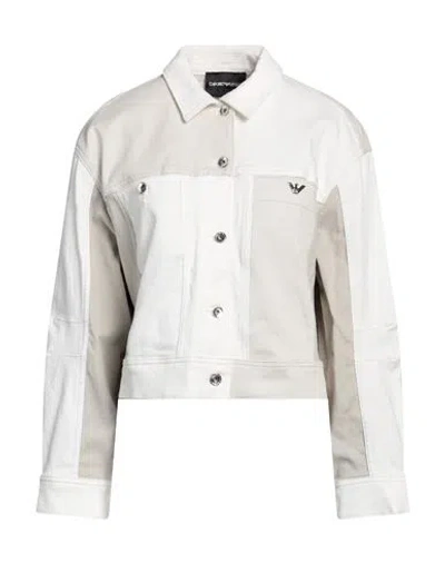 Emporio Armani Woman Denim Outerwear White Size 12 Cotton, Elastane