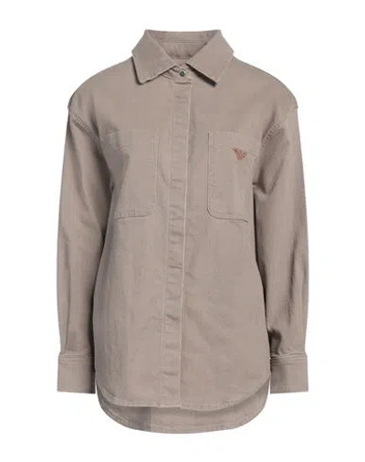 Emporio Armani Woman Denim Shirt Sand Size 10 Cotton, Elastane