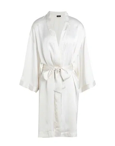 Emporio Armani Woman Dressing Gown Or Bathrobe Ivory Size L/xl Polyester In White