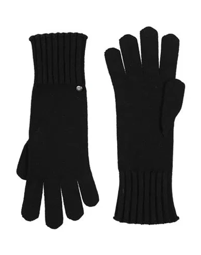 Emporio Armani Woman Gloves Black Size L Wool, Polyester, Polyamide