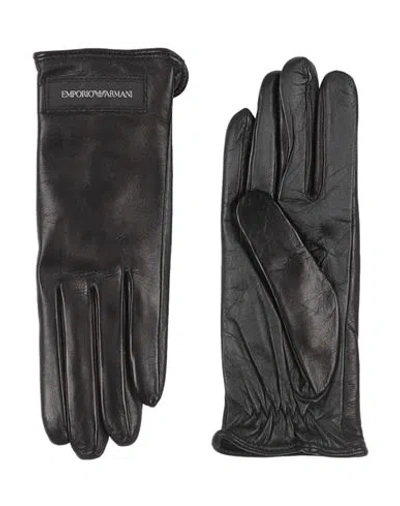 Emporio Armani Woman Gloves Black Size M Calfskin