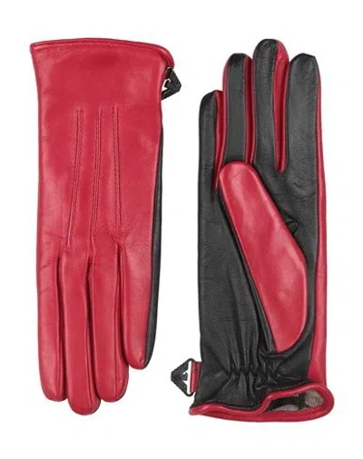 Emporio Armani Woman Gloves Red Size L Ovine Leather