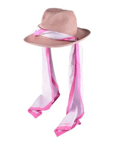Emporio Armani Woman Hat Antique Rose Size 7 ⅜ Paper Yarn, Polyester In Pink