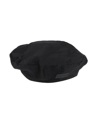 Emporio Armani Woman Hat Black Size 7 ⅜ Cotton In Metallic
