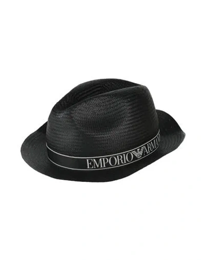Emporio Armani Woman Hat Black Size 7 ½ Paper Yarn, Polyester