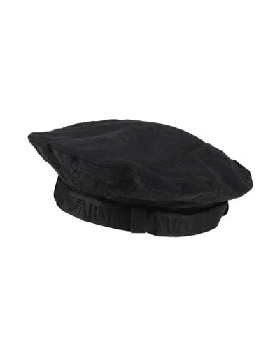 Emporio Armani Woman Hat Black Size 7 ⅜ Ramie, Polyester