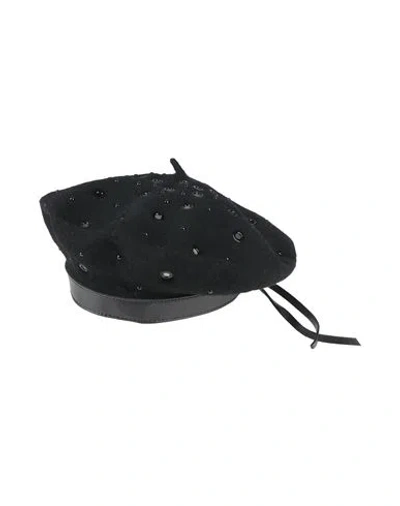 Emporio Armani Woman Hat Black Size Onesize Wool, Polyamide, Cotton, Polyurethane, Cow Leather