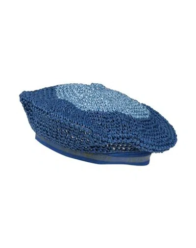 Emporio Armani Woman Hat Blue Size 7 ¼ Viscose, Cotton