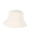 Emporio Armani Woman Hat Cream Size L Cotton, Organic Cotton In White