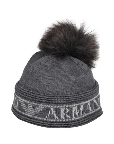 Emporio Armani Woman Hat Grey Size M Virgin Wool, Viscose, Polyamide, Metallic Fiber, Acrylic