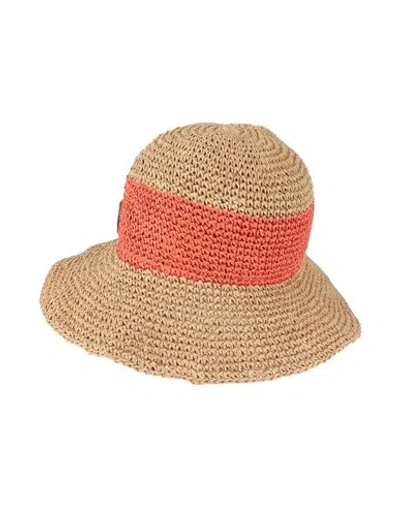 Emporio Armani Woman Hat Sand Size S/m Paper Yarn In Beige