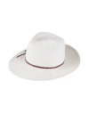 Emporio Armani Woman Hat White Size 7 ¼ Paper Yarn, Polyester, Regenerated Leather