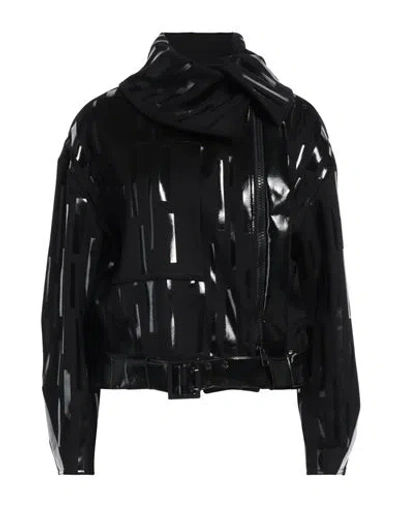 Emporio Armani Woman Jacket Black Size 10 Virgin Wool, Polyurethane