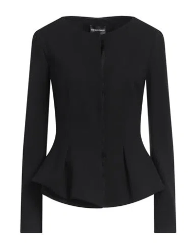 Emporio Armani Woman Jacket Black Size 12 Viscose, Polyamide, Elastane