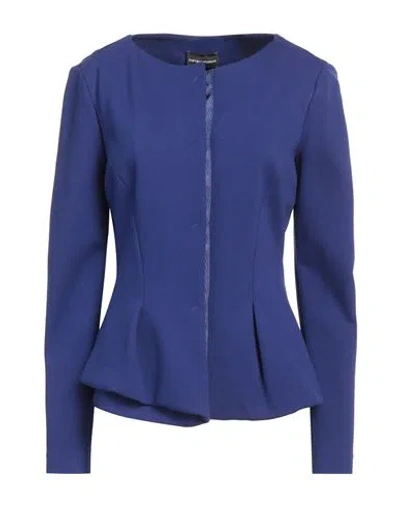 Emporio Armani Woman Jacket Blue Size 10 Viscose, Polyamide, Elastane