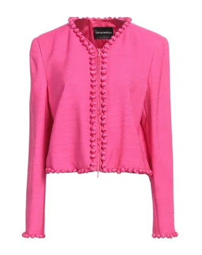 Emporio Armani Woman Jacket Fuchsia Size 12 Viscose, Silk In Pink