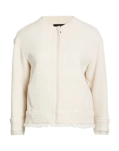 Emporio Armani Woman Jacket Ivory Size 10 Cotton, Polyester, Acrylic, Silk In Neutral
