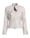 Emporio Armani Woman Jacket Light Grey Size 4 Lambskin In Grey