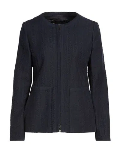 Emporio Armani Woman Jacket Midnight Blue Size 12 Cotton, Viscose, Polyamide