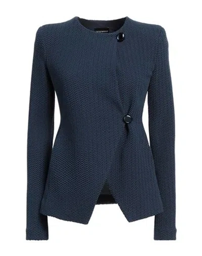 Emporio Armani Woman Jacket Navy Size 12 Cotton, Polyamide, Elastane