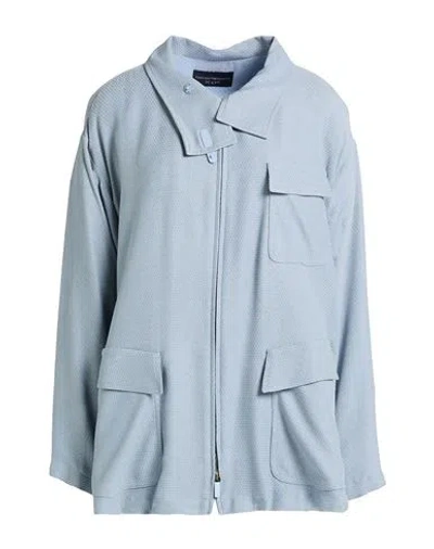 Emporio Armani Woman Jacket Pastel Blue Size 6 Cupro, Viscose