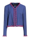 Emporio Armani Beaded Zip-front Cropped Jacket In Purple