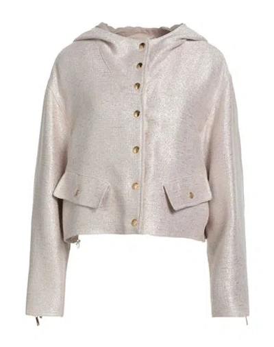 Emporio Armani Woman Jacket Rose Gold Size 14 Polyester, Viscose, Metallic Fiber In Gray