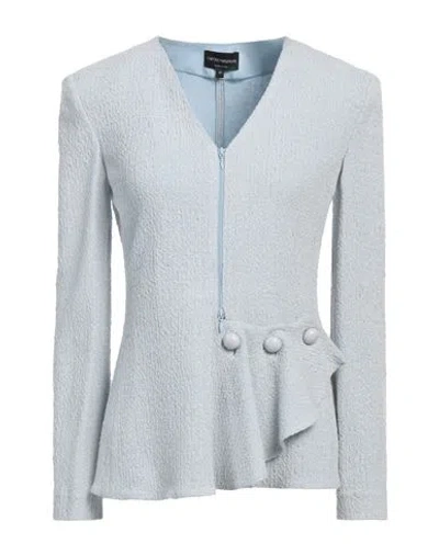 Emporio Armani Woman Jacket Sky Blue Size 14 Viscose, Polyester, Elastane