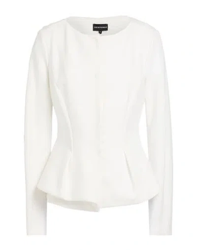 Emporio Armani Woman Jacket White Size 6 Viscose, Polyamide, Elastane